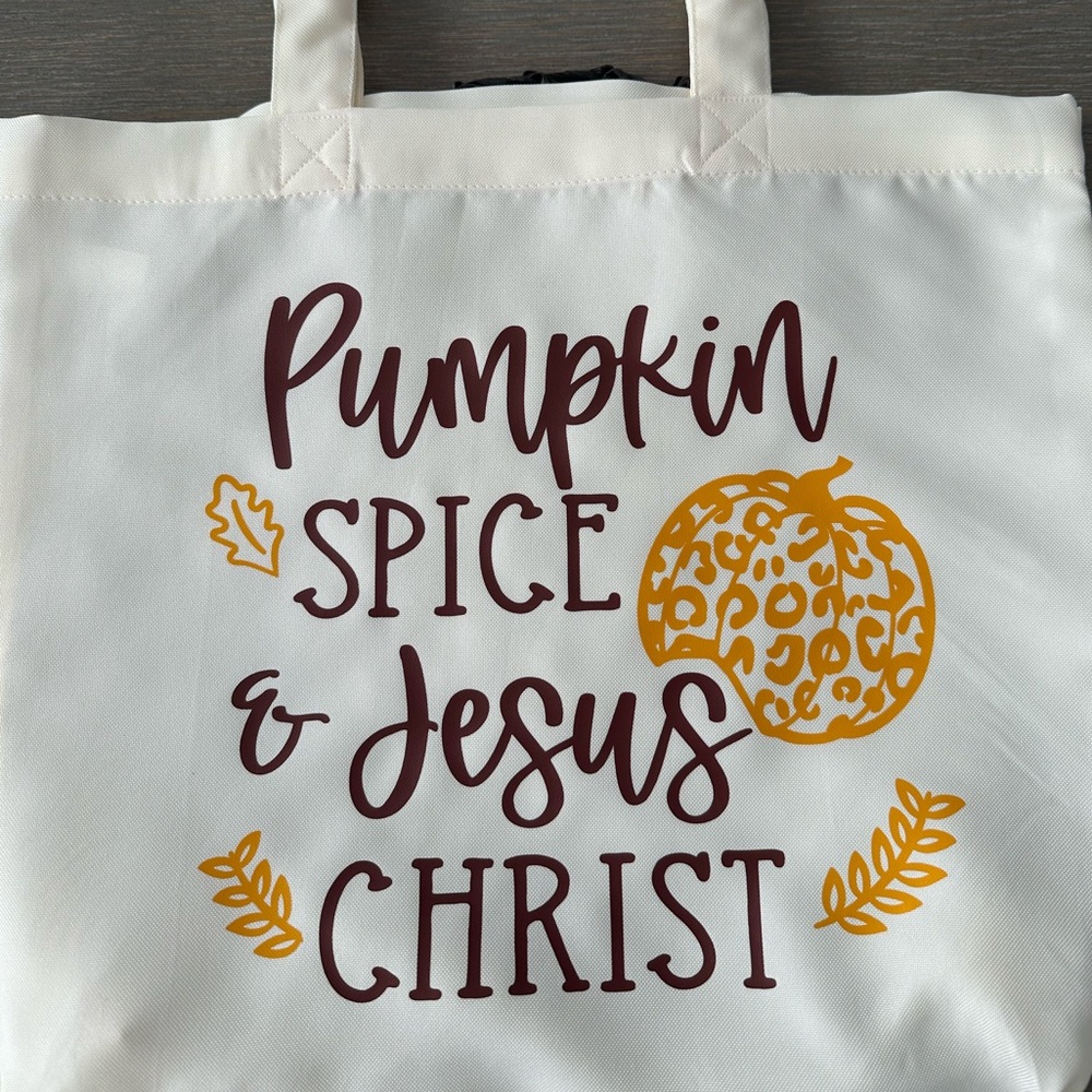 Pumpkin Spice & Jesus Christ Tote Bag